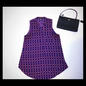 Stitch Fix Paper moon Orange and Navy Medium Top